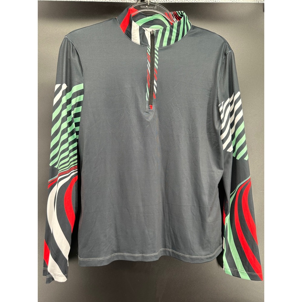 ACEGOLFS Women's Quarter Zip Athletic Golf Top Size‎ Medium Dark Gray Geometric